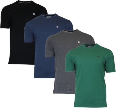 4-Pack Donnay - T-shirt (Vince) - Sportshirt - Heren - Black/Navy/Charcoal/Forest green (603) - maat L