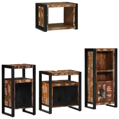 vidaXL Badkamermeubel Set met lade 4 pcs Massief Gerecycleerd Hout