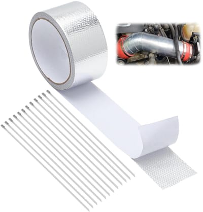 Exhaust Heat Protection Tape, 10 m x 5 cm, Zelfklevende Warmtebescherming voor Auto en Motor, Uitlaatband voor Motoren en Voertuigen