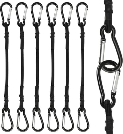 Elastische spanbanden - Spanbanden met haken - Bagage vastzetten - Versterkte karabijnhaken - 6 stuks 30cm - Zwart