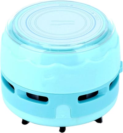 Mini Stofzuiger - Kleine Reiniger - Bureau Schoonmaken - Batterij Aangedreven - 8x8x6 cm - Blauw