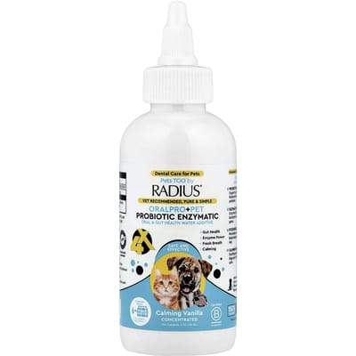 Pets Too™, Oralpro + Probiotische Enzymen voor Huisdieren, Supplement voor Vochtbalans in Mond en Darm, Kalmerend Vanille, 118 ml (4 Oz) white