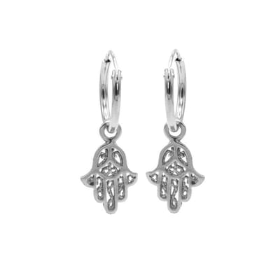 Karma symbols oorbel M1419 Hand of Fatima zilver
