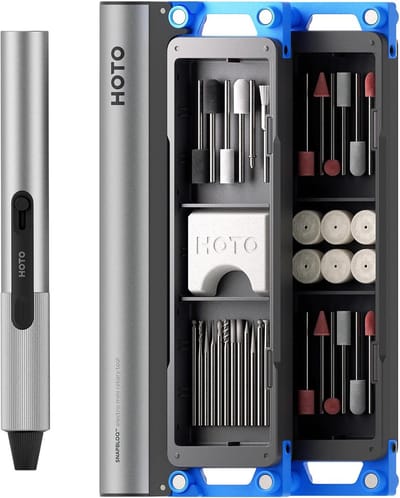 HOTO SNAPBLOQ™ R-A04 Electric Mini Rotary Tool Kit (38-Piece) – Elektrische mini-draaischijf – Draadloze graveerpen – 22.000 tpm – Borstelloze motor – 38 accessoires – Precisiegereedschap voor doe-het-zelf, 3D-printen en knutselen