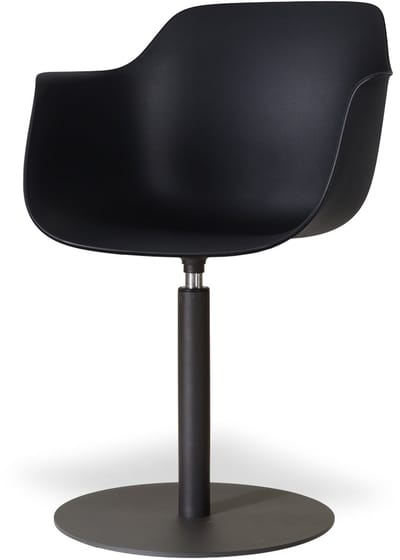 Nolon Niva-Puk Draaibare Tulp Eetkamerstoel Zwart - Mat Zwart Onderstel - Modern - Kunststof - Comfortabel - Armstoel