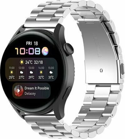 By Qubix - 22mm - Stalen schakelband - Zilver - geschikt voor Huawei Watch 3 / 4 / 5 (pro) - 46mm & geschikt voor Huawei Watch GT / GT 2 / GT 3 (pro) / GT 4 (pro) / GT 5 (pro) / GT 6 (pro) 46mm / Ultimate / Ultimate 2