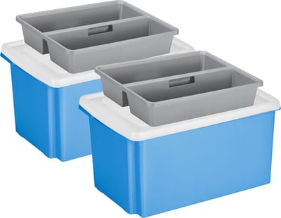 Sunware Opslagboxen set met deksel en organiser - 2x stuks - 51 liter
