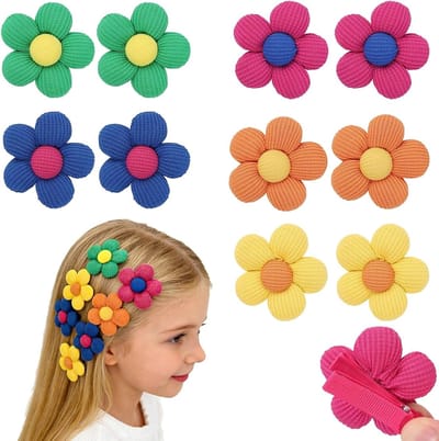 Kleurige Haarclips voor Meisjes - 10 Stuks Bloem Haaraccessoires, Antislip Haar Slides voor Kinderen en Tieners