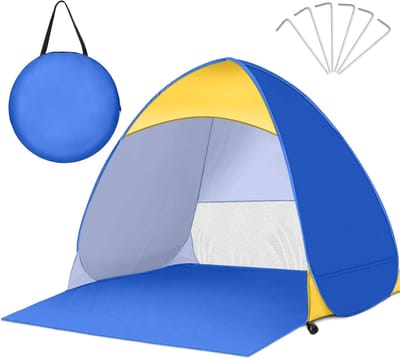 MRKK® Strandtent UV Bescherming - Strandtent Baby Pop Up – Strandtentje Extra Licht – Strandschelp – Strand Tent –Blauw