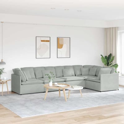 vidaXL - Modulaire - bank - met - kussens - fluweel - lichtgrijs