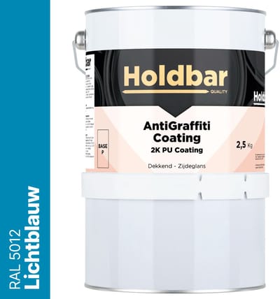Holdbar Anti Graffiti Coating Lichtblauw (RAL 5012) 2,5 Kg - Maakt Graffiti verwijderbaar - Graffiti Verwijderen - In Alle Kleuren - Voor Steen, Beton, Hout, Metaal en Tegels