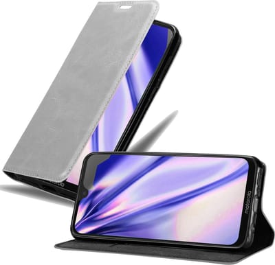 Cadorabo Hoesje geschikt voor Motorola MOTO G7 / G7 PLUS in TITANIUM GRIJS - Beschermhoes met magnetische sluiting, standfunctie en kaartvakje Book Case Cover Etui