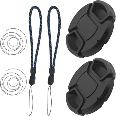 Lens Deksel Set voor Camera's - Beschermende Midden-Klem Deksel met Hangend Touw, Ø52 mm, Fotografie Accessoires voor Diverse Camera Modellen (2 stuks)