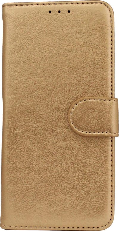 HB Hoesje Geschikt voor Apple iPhone 12 & 12 Pro - Goud - Luxe Kunstlederen Portemonnee Book Case