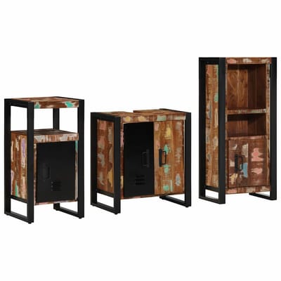 vidaXL Badkamermeubel Set met lade 3 pcs Massief Gerecycleerd Hout