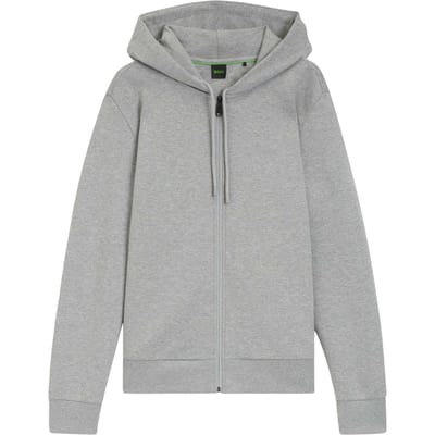 Boss Mannen Saggy Logo Volledige Rits Hoodie (Zilver)