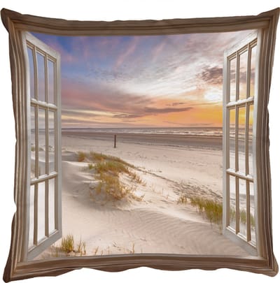 Sierkussens - Kussentjes Woonkamer - 50x50 cm - Doorkijk - Strand - Duinen - Natuur - Landschap