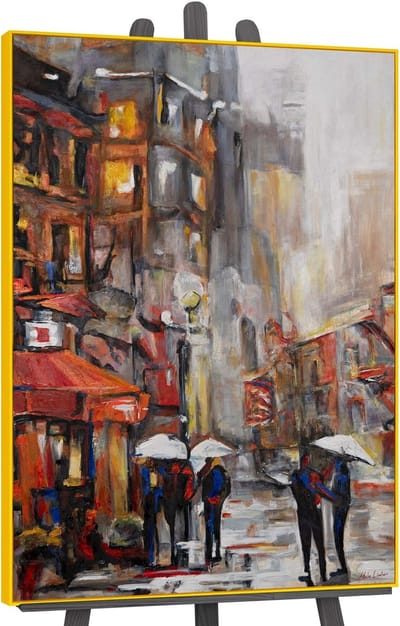 Canvas schilderij groot handgeschilderd stedelijke atmosfeer urban abstract – YS-Art Gallery – Dynamische wanddecoratie voor woonkamer – Modern schilderij voor kantoor en hal