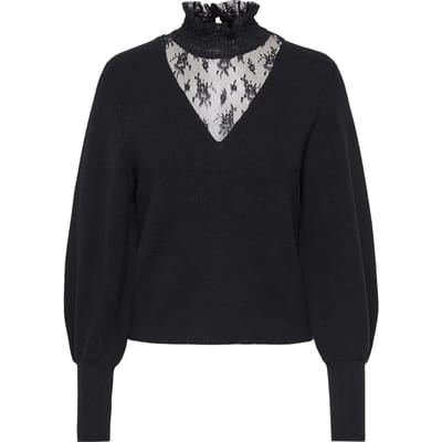 Only Trui Onlkira L/s Highneck Pullover Knt 15239368 Black Dames Maat - L