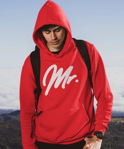 Mr / Mrs Hoodie Premium Red (Mr - Maat XS) | Koppel Cadeau | Valentijn Cadeautje voor hem & haar