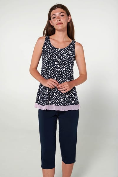 Vamp! Pyjama Dames Micromodal Zonder Mouwen 3/4 Broek Blue Moon 20112/421 44 / XXL