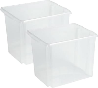 Sunware Opslagbox Nesta - 2x - kunststof - 45L - transparant - 45 x 36 x 36 cm - stapelbaar