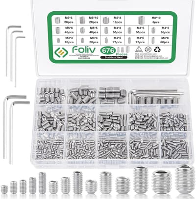 Set Stelschroeven - Machine Schroeven - Kleine Reparaties - Roestvrij Staal 304 - 676 Stuks - Zilverkleurig