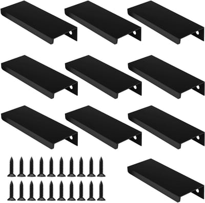Set van 10 Onzichtbare Handgrepen met Schroeven - 80mm Zwarte Aluminium Deurgrepen voor Meubels, Kasten en Lades