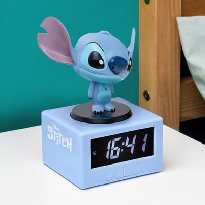 Disney Stitch Digitale Wekker met Nachtlampje en Muziek – Officieel Gelicentieerd Lilo & Stitch Slaapkamerdecor – Leuk Cadeau voor Kinderen en Tieners – Paladone