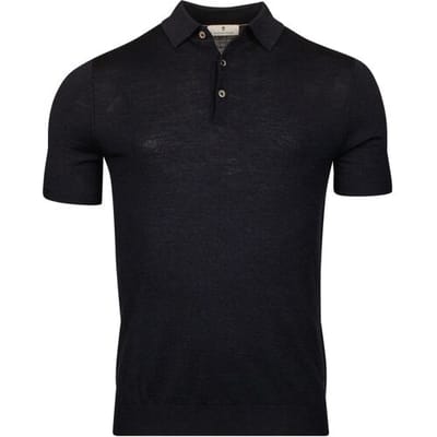Thomas Maine Polo Uni Color Fine Merino Single Knit Navy / male