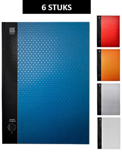 SOHO Schrift met harde kaft – Collegeblok – Lijntjespapier – Gelinieerd – Harde kaft – Voorzien van kantlijn – 160 pagina’s – A4 formaat – 5 assorti kleuren - 6 Stuks
