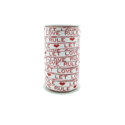 Armbandjes Lint - Festival lint - Let love rule - Lint wit-rood - 25 meter