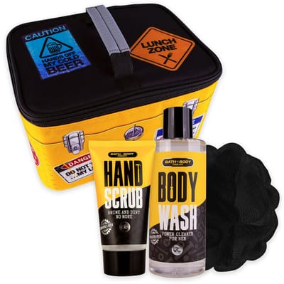 verjaardagscadeau Mannen Accentra Bath + Body Toolkit Gift Set for Men in Thermal Bag - 200ml Shower Gel, 50ml Hand Scrub, and Net Sponge