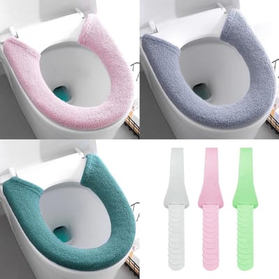 Toiletbril Hoezen - Toiletkussen Pluche - Warm Zitten - Met Handvatten - 3 stuks - Verschillende Kleuren