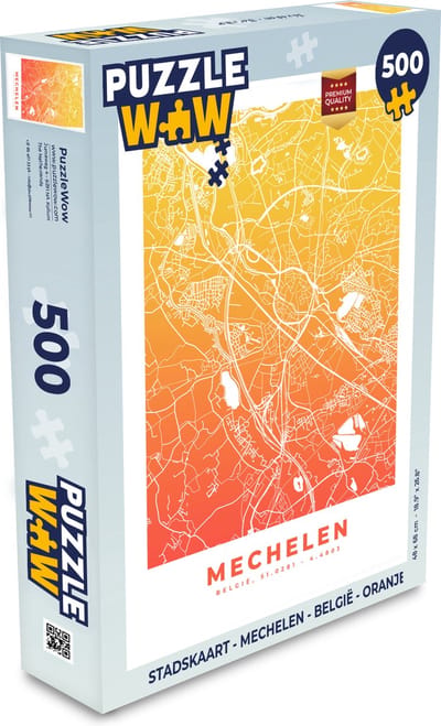Puzzel Stadskaart - Mechelen - België - Oranje - Legpuzzel - Puzzel 500 stukjes - Plattegrond
