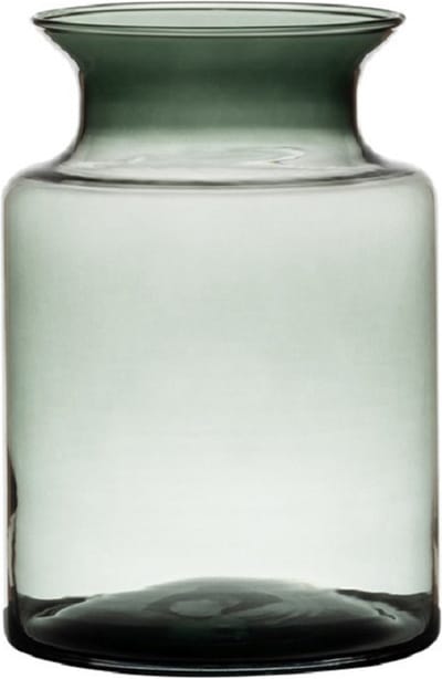 Hakbijl Glass melkbus vaas - donkergrijs - glas - D14 x H20 cm - bloemenvaas/boeketvaas