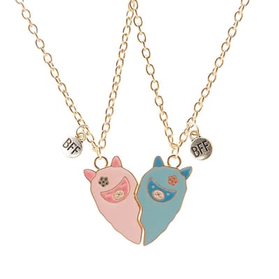 Kasey Vriendschapsketting Alpaca’s BFF - BFF Ketting Voor 2 - Vriendschapskettingen - Vriendschap Cadeau - Roze & Lichtblauw - Goudkleurig
