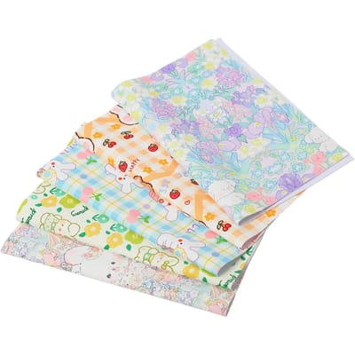 5 Stuks Naaidoek Schattig Cartoon Patroon Waterdicht Vervaagd Niet Zachte Aanraking DIY Quiltstof voor 20x25cm/7.9x9.8in white