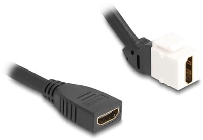 HDMI haaks (45° boven) Keystone module - HDMI (v) | HDMI2.1 (8K 60Hz + HDR) | wit | 0,20 meter