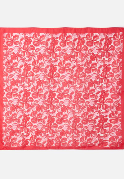 Damart - Foulard bloemen pure zijde - Dames - Rood - Eén maat