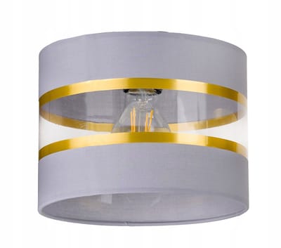 Grijze gouden lampenkap E27 rond 20cm, stoffen kap
