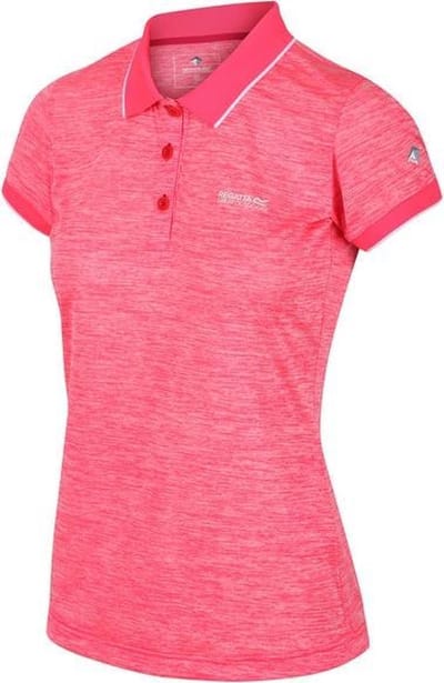 Regatta Remex II Vochtdoorvoerend T-Shirt Met Kraag Met Knoopsluiting Voor Dames Fel Roze