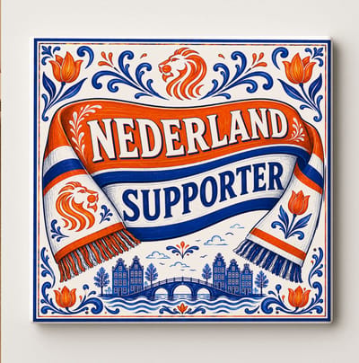 Nederland Supporter Decoratieve Keramische Tegel – Nederlandse Voetbal Fan Wandtegel – Oranje Blauw Holland Souvenir Cadeau