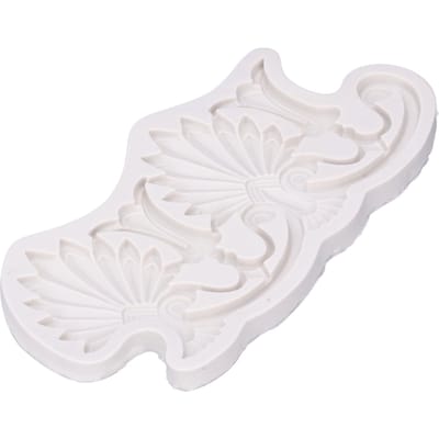 Taartrand Siliconen Vorm Europees Retro Patroon DIY Grijs Niet-toxisch voor Klei Hars Chocolade white
