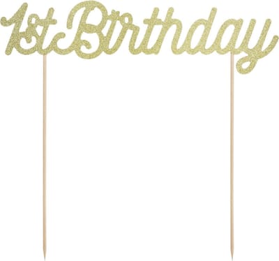 PartyDeco - Cake topper 1st Birthday Goud
