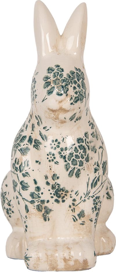 Clayre & Eef Decoratie Beeld Konijn 13x10x21 cm Beige Keramiek