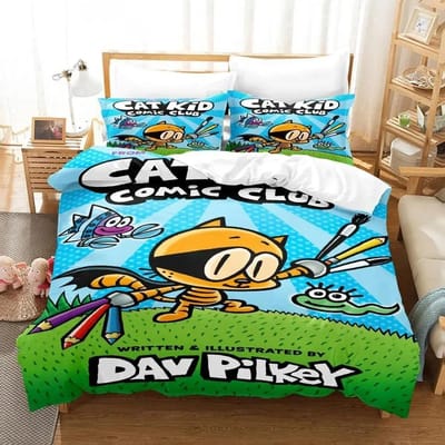 3D Print Comics DOG MAN Beddengoed Set Dubbel Twin King Dekbedovertrek Dekbed Kussensloop Jongens Meisjes Volwassenen Slaapkamer 135x200cm 2pcs