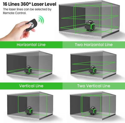 Zolara Laser met statief - 16 lijnen - 3x360 graden - Groene laser - Laserniveausysteem