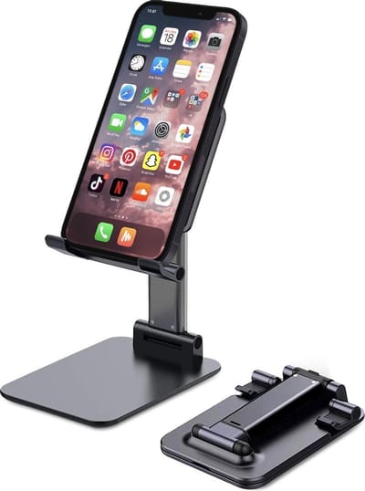 Luxyana® MTH61 Luxe Opvouwbare Telefoonhouder voor Bureau en Tafel – Ideaal als Gsm Statief - Verstelbare Telefoonstandaard – Zwart