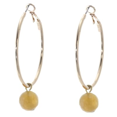 Behave - Oorringen met natuurstenen bruine hanger - Fashion sieraden